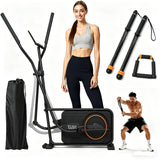 TOUSAINS ET3 Elliptical Trainers: 16-18" Adjustable Stride Cross Trainer, 32 Magnetic Resistance Machine for Home Gym, Heavy Duty 265LB Capacity, Bluetooth Quiet Workout for Seniors (Black+Ropeless)
