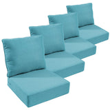 Outdoor Furniture Cushions, 6 inch Thick Seat Cushions for Outdoor Furniture, Waterproof 22x24 Patio Couch Cushions, Replacement Chair/Sofa Cushion, Include 4 Back & 4 Seat Cushion, Thick/Cyan Blue