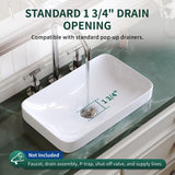 DeerValley Bathroom Vessel Sink, 19.29'' x 11.81'' x 4.72'' Semi Recessed Bathroom Sink Rectangular White Ceramic Sinks for Bathroom Modern Bath Sink Bowl Vanity Sinks Above Counter Basin DV-1V0047