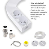 BIDETbidet Left/Right Reversible WARM WATER Ultra-Slim Bidet Attachment with Temperature Control, Interchangeable Knob Set, Hinged Nozzle, Non-Electric, Easy Install, Fits Most Toilets, Off-White