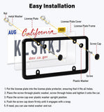 KLSKKJ 2 Pack Clear License Plate Covers and Frames, License Plate Protector Unbreakable Plastic Shields Tag Holder Fits Standard US Plates with Screws Caps