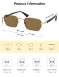 SOJOS Retro Rectangle Polarized 90s Sunglasses Women Men SJ1270 Gold/Bro