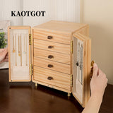 KAOTGOT Jewelry Box for Women Girls, Wooden Jewelry Box Organizer Functional With Drawers, 5 Layers Jewelry Organizer for Earring, Ring, Necklace, Bracelets