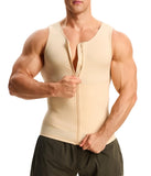 Nebility Compression Shirt Men Tank Top Compression Undershirt Mens Shapewear Body Shaper Waist Trainer Tummy Control Vest, Beige - 3X Large