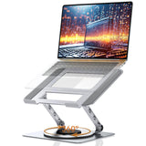 Laptop Stand for Desk - 360° Rotating Base, Ergonomic Foldable Computer Stand for Laptop Riser, Height Adjustable