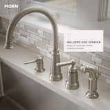 Moen Edison Spot Resist Stainless One-Handle High Arc 4-hole Kitchen Faucet with Side Sprayer and Soap Dispenser, 87042SRS