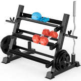YOLEO Professional Dumbbell Rack, 1100LBS Capacity Weight Rack for Dumbbells Barbells Kettlebells, 3-Tier Adjustable Weight Stand (Rack Only)