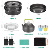 Camping Cooking Set 17pcs, Camping Cookware with Aluminum Non-Stick Pot Pan Kettle Set Beteray