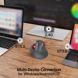 IDJXNXYDH 60 Degree Vertical Trackball Mouse Rechargeable 3 Mode 2.4G Bluetooth Wireless Ergonomic Silent Trackball Mouse 3 DPI Adjustable for Laptop PC Mac Tablet Drawing Office
