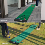 Golf Pong Mat Game Set Green Mat, Golf Putting Mat with 2 Adjustable Golf Putters, 6 Golf Balls,12 Golf Hole Covers Crestgolf