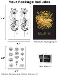 Actgan Semi Permanent Tattoos, 2 Sheets Realistic Koi Fish & Lotus Temporary Fake Tattoo Stickers for Women, Lasts 1-2 Weeks for Arm Hand Spine, Waterproof Non-Reflective Body Art for Summer Party