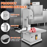 POWKOL 1500W Commercial Bandsaw Machine, 19x14" Stainless Table, 0.04-5.0" Cutting Thickness, Electric Bone Saw Machine with 8 Blades, Frozen Meat Cutter for Rib Pork Beef