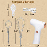 Cordless Hand Mixer, Handheld Electric Whisk with 3 Speed Modes  (White) Chidoyii