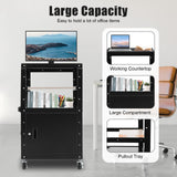 Portable Steel AV Media Cart, Rolling Multimedia Cart w/Cable Management