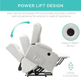 Best Choice Products Modern Linen Electric Power Lift Chair, Recliner Massage Chair, Adjustable Furniture for Back, Legs w/ 3 Positions, USB Port, Heat, Cupholders, Easy-to-Reach Button - Ivory