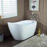 WOODBRIDGE 67" Acrylic Freestanding Bathtub Contemporary Soaking White Tub with Chrome Overflow and Drain