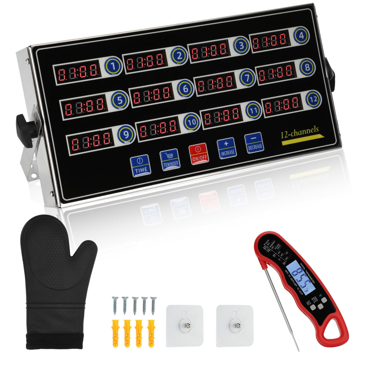 Commercial Kitchen Timers for Cooking, 12-Channel Timer for Commercial ...