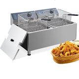 Deep fryers Commercial Deep Fryer 11 L x 2, Large Dual Tank Electric Countertop Fryer for Restaurant