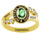 Oseew Personalized Class Rings 2027 College Graduation Ring（Yellow Gold）