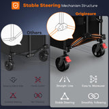 Originsure 220L Collapsible Wagon Cart Foldable, 38" L Extra Large Heavy Duty Folding Beach Wagons with All-Terrain Wheels, Utility Carts  - Black