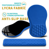 Hokafenle 2 in 1 Ergonomic Mouse Pad Wrist Support & Wrist Rest for Computer Keyboard Set, with Relieve Carpal Tunnel Pain Massage Bulge and Full Memory Gel Design (2In1 Set, Dg Blue)