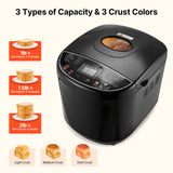 Happybuy Bread Maker, 19-in-1 2LB Dough Machine, Nonstick Ceramic Pan Automatic Breadmaker with Gluten Free Setting, Whole Wheat Bread Making, Digital, Programmable, 3 Loaf Sizes, 3 Crust Colors