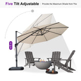 PURPLE LEAF Patio Outdoor Umbrella 11 Feet Round for Pool Beige