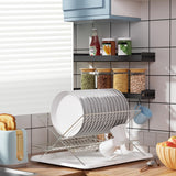 JOKKOL Collapsible Cup Drying Rack, Space Saving Foldable Stainless Steel(304) Mug Holder for Kitchen Counter,Compact 5-Glass Cup Rack Metal 3-Tier Large Capacity