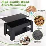 GINMAON Lift Top Coffee Table with Hidden Storage-39.4" Modern Lift-Up Design, Convertible Dining & Laptop Desk for Living Room, Reception-Scratch-Resistant, Spacious Compartment & Shelves (Black)