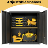 LUCYPAL Metal Wall Cabinet,Wall Mounted Storage Cabinet with 1 Adjustable Shelf and 2 Doors for Garage,Steel Tool Cabinet with Lock for Home,Office, Basement (Black,27.95" H) LUCYPAL