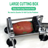 French Fry Cutter with Apple Slicer, Heavy Duty Stainless Steel Potato Cutter for Fries, Sweet Potato, Carrot, Cucumber, Lemon, Pear. 1/2” & 3/8” & 1/4” Cutter + 12-Grid Fruit Slicer.