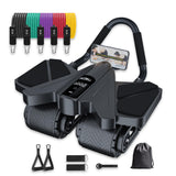 Ab Roller Home Gym Equipment – 4 Wheels Ab Wheel Muscle Roller, 5Pcs Resistance Bands, Ankle Straps, Door Anchor, Handles, Travel Bag– Comfortable Elbow Support with Non-Slip Handles