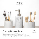 ZCCZ Bathroom Accessory Set, 4 Pcs Marble Look Bathroom Vanity Countertop Bathroom Décor Sets Accessories with Soap Dispenser, Toothbrush Holder Set, Tumbler, Soap Dish