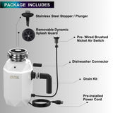 FORNO ACQUA BrightDIAMOND Moonstone 3/4 HP Garbage Disposal, Super Quiet Waste Disposer with Motion Sensor Cabinet Light, Pre-Wired Air Switch, Stainless Steel Chamber, Continuous Feed