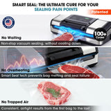 Vesta Precision 12" Vacuum Sealer Machine for Liquid & Moist Foods, Smart Heat Sealing Prevents Bag Melting, Built-in Cutter & Roll Storage Fits 2X20’ or 1X50' Rolls, Mason Jar Kit, Sous Vide, V23