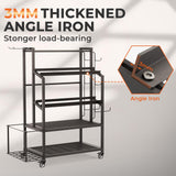 skypelia 4-Tier Dumbbell Rack Stand Only, 600LBS Adjustable Weight Rack for Dumbbells, Home Gym Storage Rack for Yoga Mat Kettlebells, Workout Equipment Storage Organizer with Wheels and Hooks