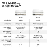 HP Envy 6155 Wireless All-in-One Color Inkjet Printer, Print, Scan, Copy, Duplex Printing Best-for-Home