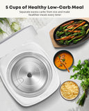 Low Carb Rice Cooker Stainless Steel Inner Pot, Mini Stainless Steel Rice Cooker Small 5 Cup, LED Display, White Rice/Porridge/Oatmeal, White