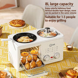 4-in-1 Breakfast Maker Station, 8L Electric Breakfast Machine with Oven, Frying Pan and Steamer, 1200W Breakfast Egg Sandwich Maker