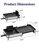 Kitsure Dish Drying Rack - Expandable Stainless Steel Dish Racks for Kitchen Counter, Auto-Drain Drying Rack for Kitchen with Cutlery Holder & Non-Slip Feet, 16.1-26.6" L x 12.6" W, Black