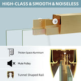 GETPRO Shower Door Double Sliding 56-60 in. W x 72 in. H Semi-Frameless Bypasss Bathroom Glass Shower Sliding Doors,1/4 inch Clear Tempered Glass Door for Walk-in Shower Brushed Gold