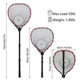 SEASPRO Red Telescoping Rubber Fishing Net Aluminum Alloy Fish Net - Adjustable Length Lightweight Foldable Large Fishing Net with Handle Collapsible Extendable Fishing Accessories