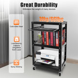 BFGTYJI AV Cart on Wheels, 4 Layers Rolling Presentation & Media Stand