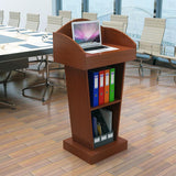 Wooden Podium for Office 2 Tier Speaker Stand Simple and Elegant Design Durable Public Speaking Lectern Adjustable Height Presentation Pulpit