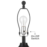 Franklin Iron Works Kaly 25" High Rustic Traditional Natural Cottage Set of 2 Table Lamps with USB Ports A+C Charging Hammered Oil Rubbed Bronze Faux Leather Drum Shade Living Room Desk Bedroom