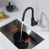 KIBI Pull Down Kitchen Faucet with Single Handle | Solid Brass High Arc Spout | Kitchen Sink Faucet with Pull Down Sprayer | Easy Clean | Matte Black, KKF2011