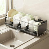 STCERY Modern Dish Drying Rack with Drainboard, Countertop Dish Rack, Kitchen Organization, Intelligent Drainage Structure, Used for Drying Bowls, Plates and Cups(Gray)