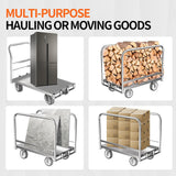 Foldable Panel Push Cart Dolly,2IN1 Steel Plate Platform Truck,36"×24" Heavy Duty Moving Hand Truck Flatbed Cart