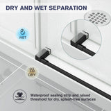 EASYWORC Frameless Shower Door, 55-60" W x 76" H Sliding Glass Shower Door, 1/4''(6mm) SGCC Tempered Glass with Explosion-Proof Film Nano Coating in Matte Black Finish