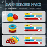 11PCS Grip Strength Trainer Kits, Hand Gripper Strengthener, Forearm Strengthener, Finger Strengthener, Finger Exerciser, Hand Exerciser, Stress Relief Ball, Grip Ring, for Muscle Building, Recover Hand Injury Navona